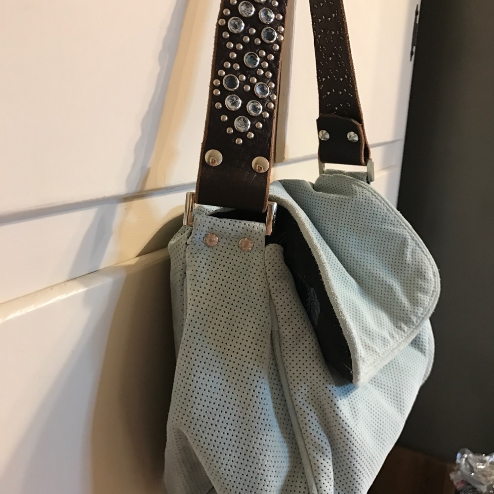 Tylie Malibu blue suede shoulder bag